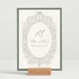 "Ornate sketched frame" - Table Numbers in Forest by Jackie Crawford - Displayed (stand not included)