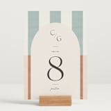 "Trois" - Table Numbers in Almond by Blustery August - Displayed (stand not included)
