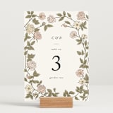 "Vintage Roses" - Table Numbers in Snow by Tara Grangroth - Displayed (stand not included)