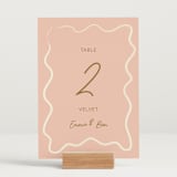 "Handwritten Letter" - Table Numbers in Butterscotch by Helena Vitto - Displayed (stand not included)