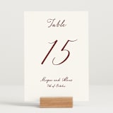 "Handwritten" - Table Numbers in Wine by Cass Loh - Displayed (stand not included)