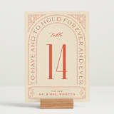 "To Have and To Hold" - Table Numbers in Verona Sunset by Kelsey Mucci - Displayed (stand not included)
