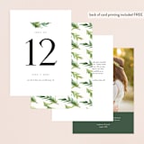 "Simple Pine Branches" - Table Numbers in Vanilla by Mere Paper - Back of Card Options