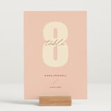 "Typographical Poster" - Table Numbers in Blush by Stacey Day - Displayed (stand not included)