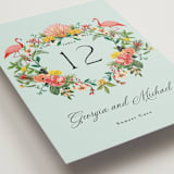 "Tropical Crest" - Table Numbers in Papaya by Susan Moyal - Detail