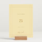 "Vintage Label" - Table Numbers in Butter by Nazia Hyder - Displayed (stand not included)