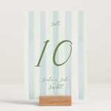 "Alento" - Table Numbers in Celeste by Pati Cascino - Displayed (stand not included)