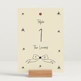 "Modern Love" - Table Numbers in Champagne by Helena Vitto - Displayed (stand not included)