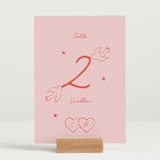 "The Bird Song" - Table Numbers in Peach by Helena Vitto - Displayed (stand not included)