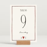 "Two Hearts" - Table Numbers in Lily by Pati Cascino - Displayed (stand not included)