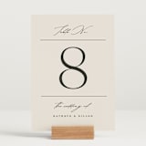 "Modern Monogram" - Table Numbers in Ecru by Erica Krystek - Displayed (stand not included)