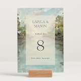 "Reflections" - Table Numbers in Lake by Lindsay Megahed - Displayed (stand not included)