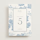 "Coastal Toile" - Table Numbers in Sea by Jenna Holcomb - Front