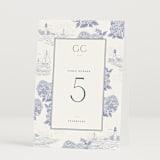 "Coastal Toile" - Table Numbers in Periwinkle by Jenna Holcomb - Folded