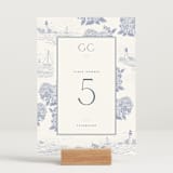 "Coastal Toile" - Table Numbers in Periwinkle by Jenna Holcomb - Displayed (stand not included)