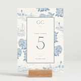 "Coastal Toile" - Table Numbers in Sea by Jenna Holcomb - Displayed (stand not included)