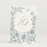 "Wreath In Bloom" - Table Numbers in Lake by Leah Bisch - Folded
