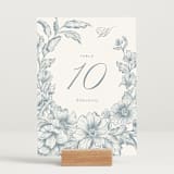 "Wreath In Bloom" - Table Numbers in Lake by Leah Bisch - Displayed (stand not included)