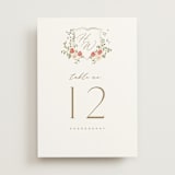 "Roses Crest" - Table Numbers in Pomegranate by Everett Paper Goods - Front
