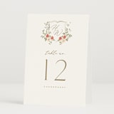 "Roses Crest" - Table Numbers in Pomegranate by Everett Paper Goods - Folded