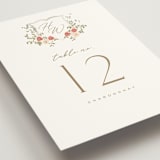 "Roses Crest" - Table Numbers in Pomegranate by Everett Paper Goods - Detail