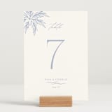 "Ocean Dreams" - Table Numbers in Pale Cerulean by Sabrin Deirani - Displayed (stand not included)
