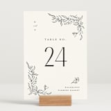 "Floral Cascade" - Table Numbers in Alpine by Pixel and Hank - Displayed (stand not included)