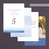 "Watercolour Stripe" - Table Numbers in Azure by Bethan - Back of Card Options