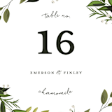"Vines of Green" - Table Numbers in Fern by Susan Moyal - Detail