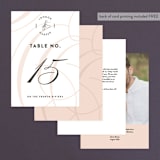 "Twirl Monogram B" - Table Numbers in Blush by Ariel Rutland - Back of Card Options