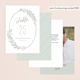 "Modern Wreath" - Table Numbers in Sage by Hooray Creative - Back of Card Options