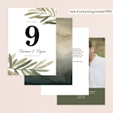 "Olive Branch" - Table Numbers in Olive by Wildfield Paper Co - Back of Card Options