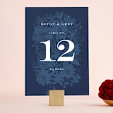"Floral screenprint" - Table Numbers in Navy by Jennifer Wick - Front
