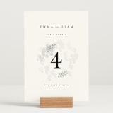 "A Thousand Years" - Table Numbers in Classic White by Design Lotus - Displayed (stand not included)