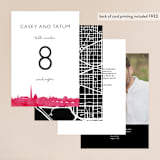 "Skyline - Washington DC" - Table Numbers in Magenta by Laura Condouris - Back of Card Options
