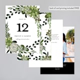 "Agave & Greens" - Table Numbers in Ivory by Susan Moyal - Back of Card Options