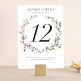 "Watercolor Wreath" - Table Numbers in Linen by Katrina Crouch - Front