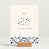 "watercolor azulejo" - Table Numbers in Azure by Anastasia Makarova - Displayed (stand not included)