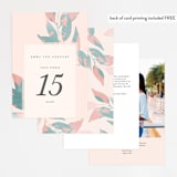 "Boho botanics" - Table Numbers in Coral by Creo Study - Back of Card Options