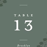 "Falling Branch" - Table Numbers in Eucalyptus by Amy Kross - Detail
