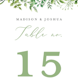 "Bright & Green" - Table Numbers in Sprig by Amanda Day - Detail
