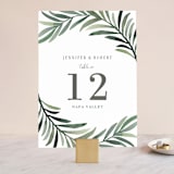 "Green leaf frame" - Table Numbers in Limestone by Yaling Hou Suzuki - Front