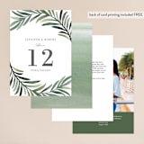 "Green leaf frame" - Table Numbers in Limestone by Yaling Hou Suzuki - Back of Card Options