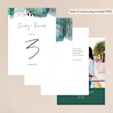 "Feathery Painted" - Table Numbers in Teal by Erika Firm - Back of Card Options