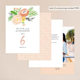 "Posie Garden Bouquet" - Table Numbers in Peach by Erika Firm - Back of Card Options