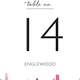 "Skyline Chicago" - Table Numbers in Magenta by Laura Condouris - Detail