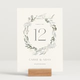 "Amorino" - Table Numbers in Sage by Petra Kern - Displayed (stand not included)