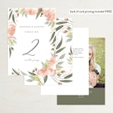 "Peony Wreath" - Table Numbers in Peach by Joanna Griffin - Back of Card Options