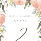 "Peony Wreath" - Table Numbers in Peach by Joanna Griffin - Detail