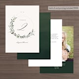 "Green Wreath" - Table Numbers in Champagne by Lori Wemple - Back of Card Options
